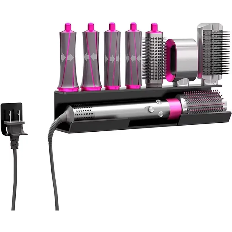 Wall Mount Holder for Dyson Airwrap Styler Hair Curling Iron Wand Barrels and Brushes Storage Stand Rack Acrylic