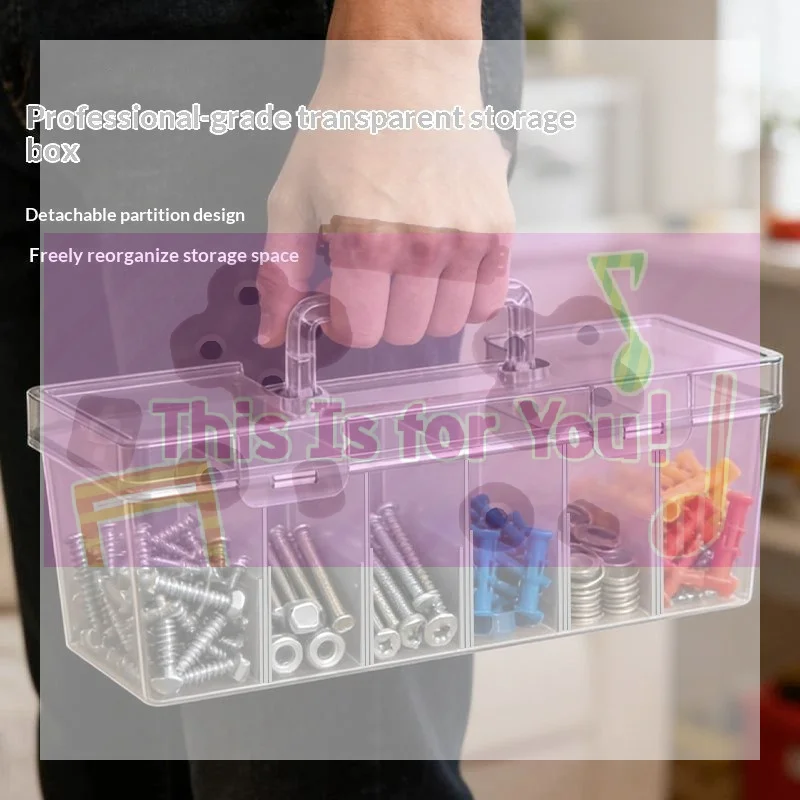 【MA】Transparent Plastic Toolbox With Detachable Divider/independent Small Box Screws/small Parts Storage Box Toolbox