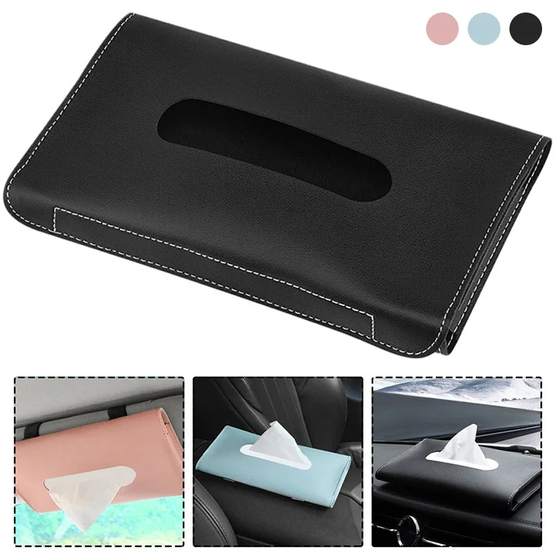 1Pc Car Tissue Boxes Universal Auto Sun Visor Dash-Mounted Board Armrest Tissue Mask Storage Box Holder Car Accessories Interior