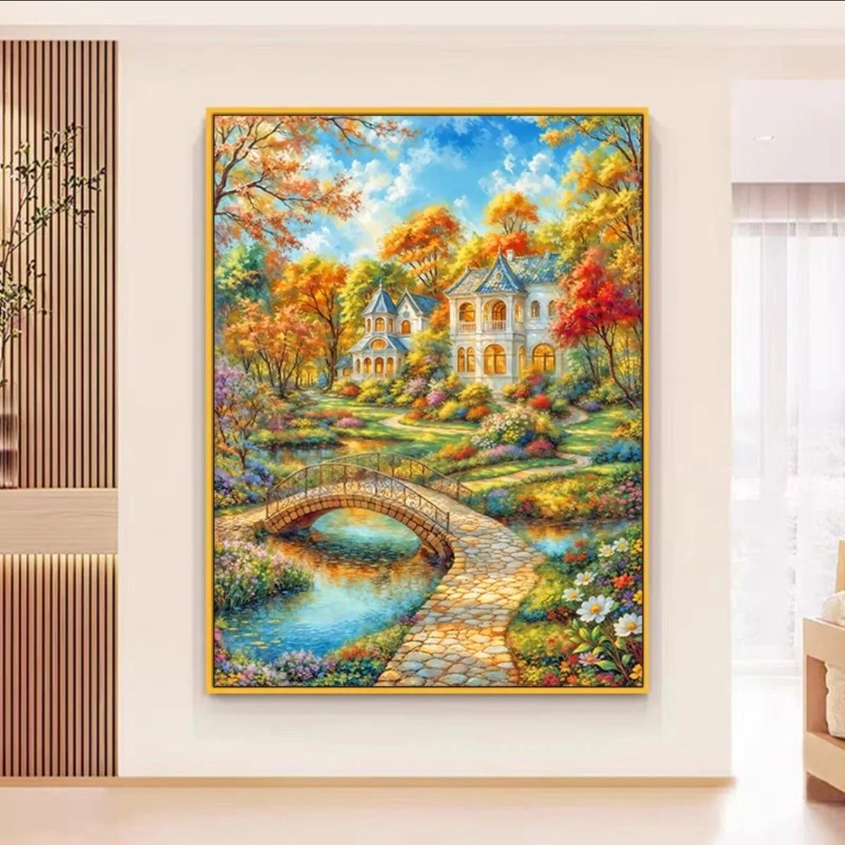 9ct 60x80cm villa Embroidery DIY Chinese Style Printed Kits Cross Stitch Needlework Set Home Decor Crafts