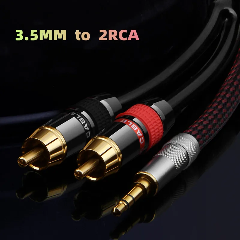 Monster One Point Two Audio Cable Fever Grade Pure Copper 3.5mm Jack to 2RCA Male Mobilephone Amplifier TV PC DVD Cable