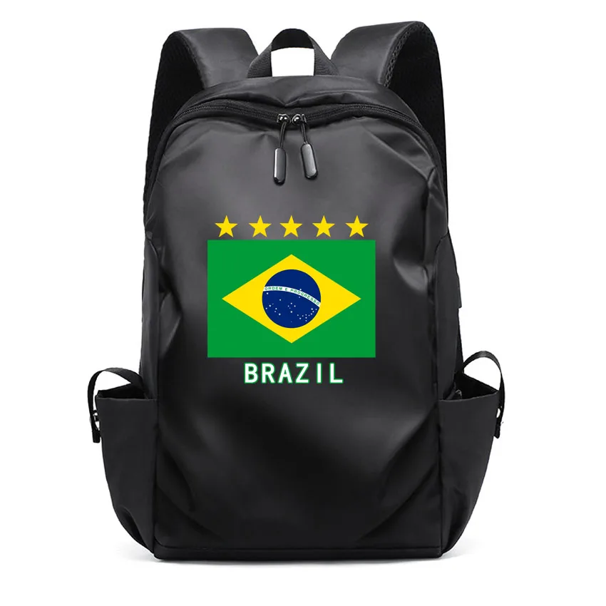 

Girl College Student Women Man Backpack Trendy Travel Lady Laptop Cute Brazil Flag Pattern Printed Backpack USB Charging
