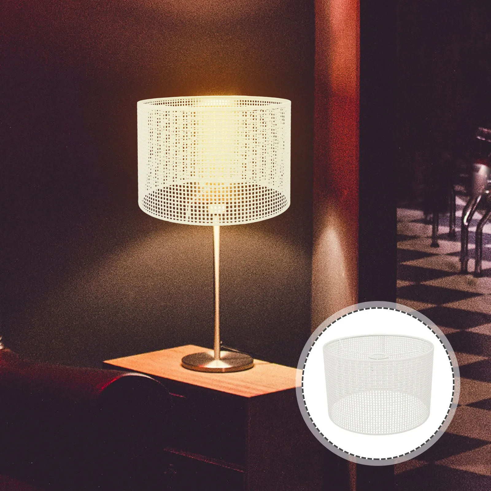 

Woven Lampshade Safe Cloth Iron Material Light Blue Table Floor Lamp Shade Simple Stylish Farmhouse Indoor Lighting Cover