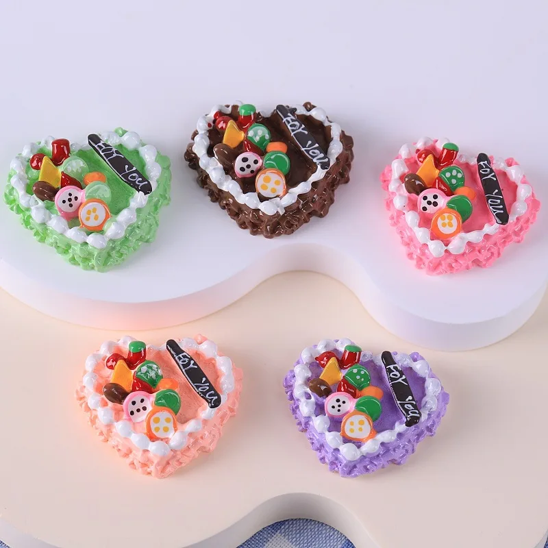 5 Pcs Simulated Cream Birthday Cake DIY Creative Refrigerator Sticker Accessories Resin Doll House Model Ornaments