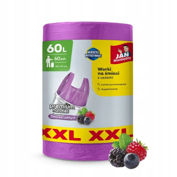 Jan Essential vuilniszakken met oren 60 L paars geparfumeerd 60 stuks