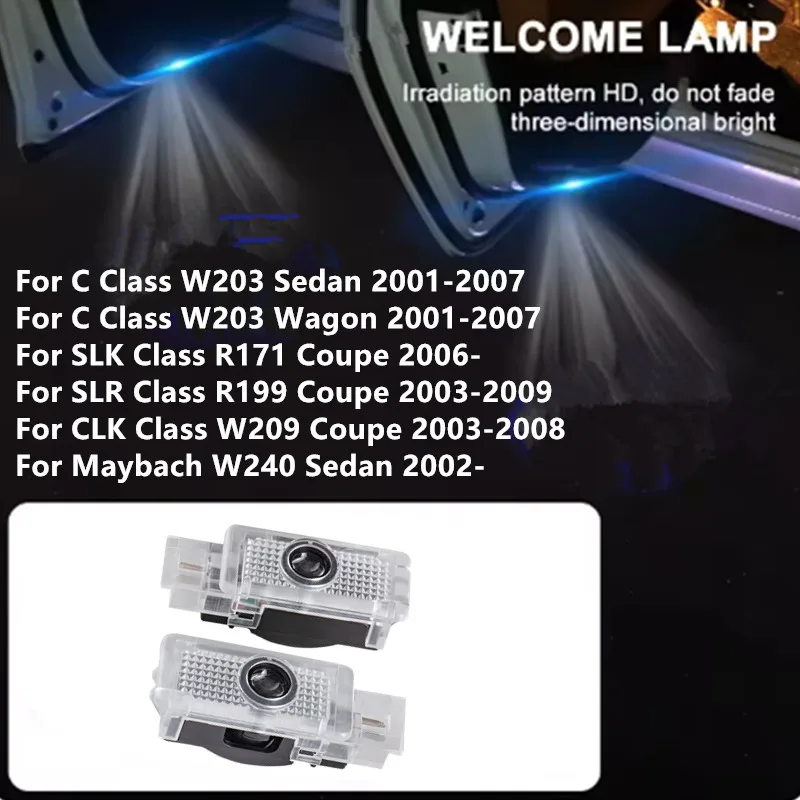 2X светодиодный проектор с логотипом приветствия двери автомобиля Ghost Shadow Light, аксессуары для Mercedes Benz W203 W240 W209 R199 C SLK CLK SLR Class