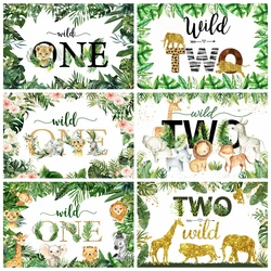 Jungle Safari Tropical Forest One Year Old Two Year Old Boy Girl Shower Birthday Wildlife Party Custom Photography Background