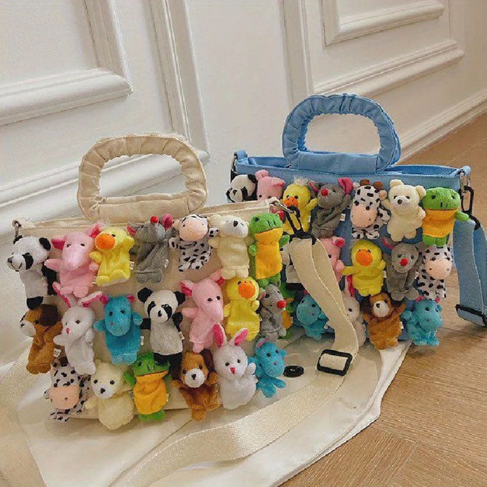 

Cute Messenger Bag with Plush Animal Dolls Pendants Crossbody Bags Handbag for Women Girls Kawaii Messenger Bags Purses