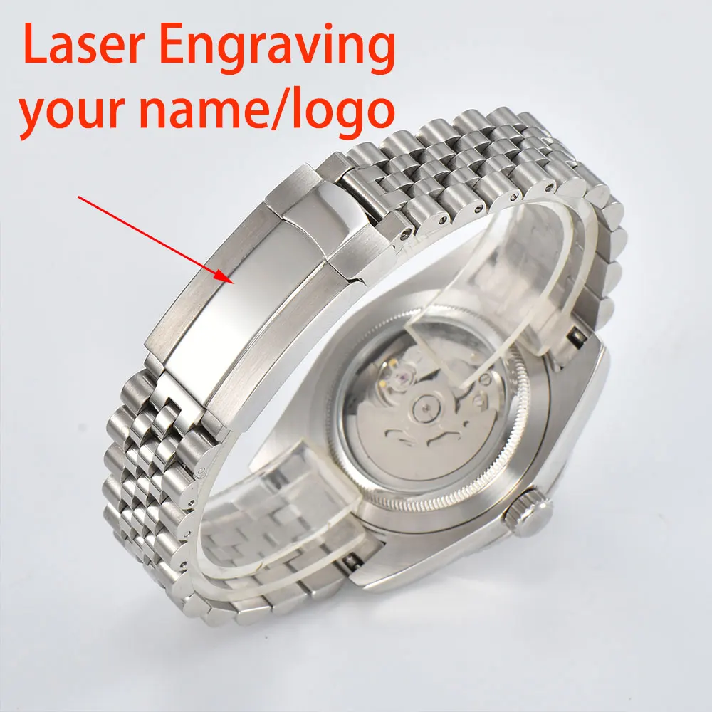 39mm case men's watch custom logo Arabic numeral dial  automatic movement sapphire glass stainless steel waterproof watch