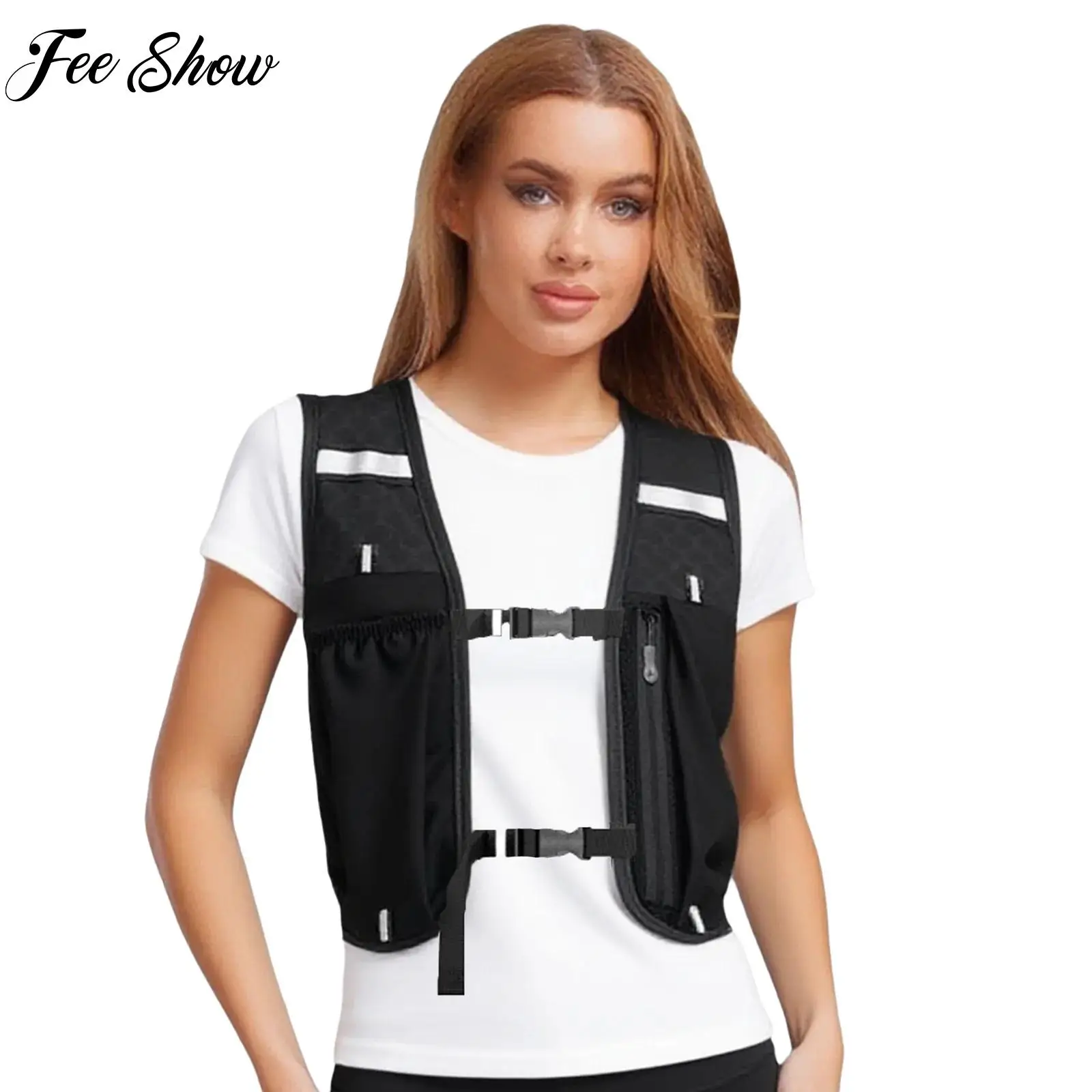 

Unisex Adult Cycling Vest Bag Breathable Mesh Mountaineering Vest Bag Adjustable Buckles Sports Backpack Top with Multi-Pocket