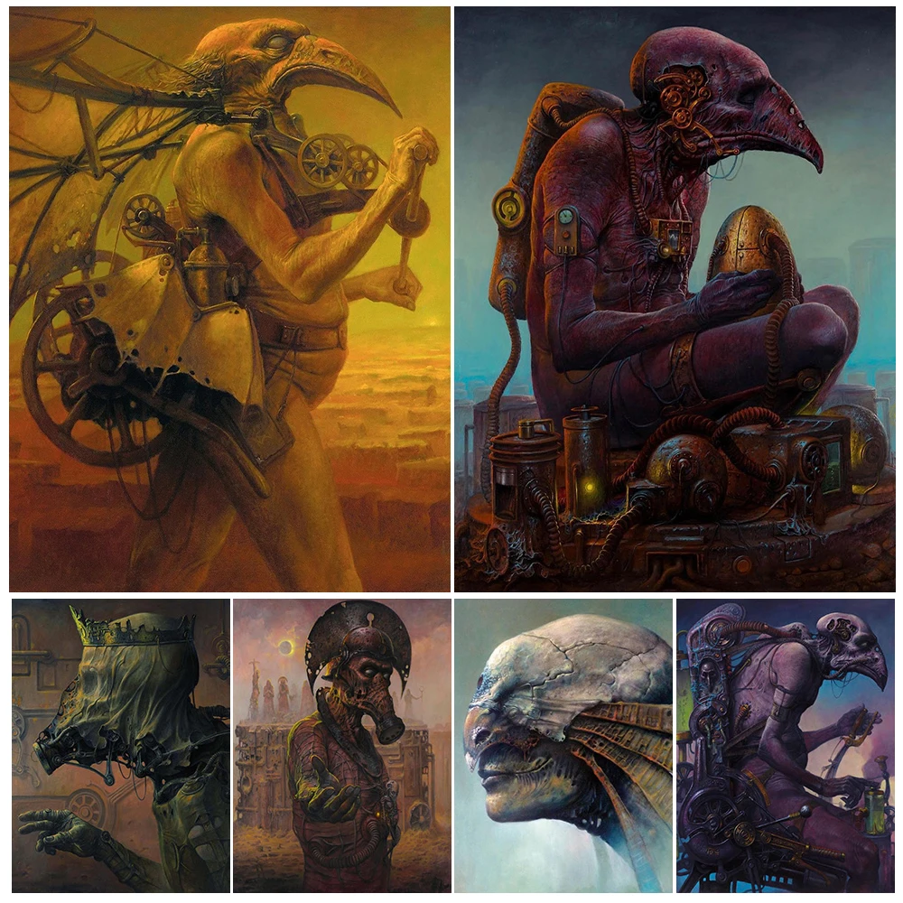 

Beak Soldier Sci-Fi Warrior Vintage Wall Art Canvas Painting Alien Soldier Surreal Fantasy Gothic Art Poster Print Home Decor