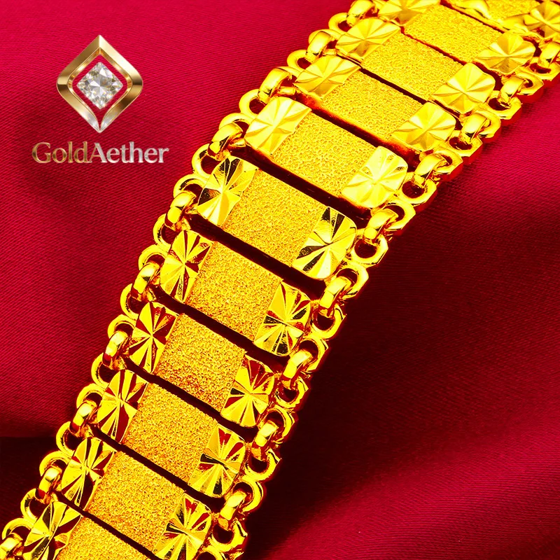 

GoldNouveau Wide-Band Bracelet Women's 24K Gold AU999 - Wrist-slimming wide band, subtle golden glow, for outings and parties