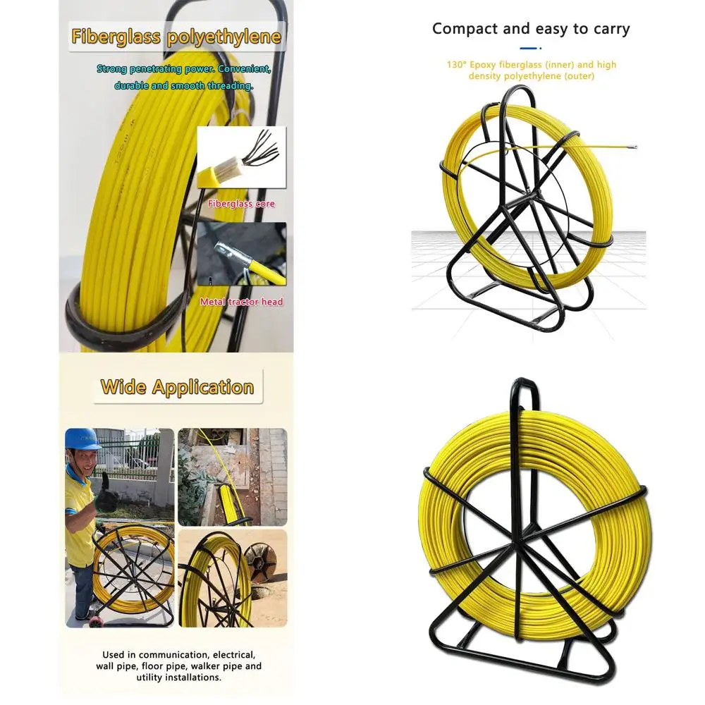 

6mm 200m Fiberglass Duct Rodder with Steel Stand for Cable Pulling and Wire Running