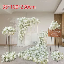 Luxury Babysbreath Rose Artificial Flower Wedding Decoration Runners Flower Row Floral Arrangement Table Centerpiece Flower Ball