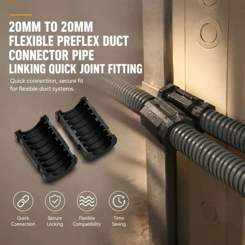 Dual 20mm Preflex Conduit Connector Flexible Tube Linking Adapter Pipeline Joint Fitting