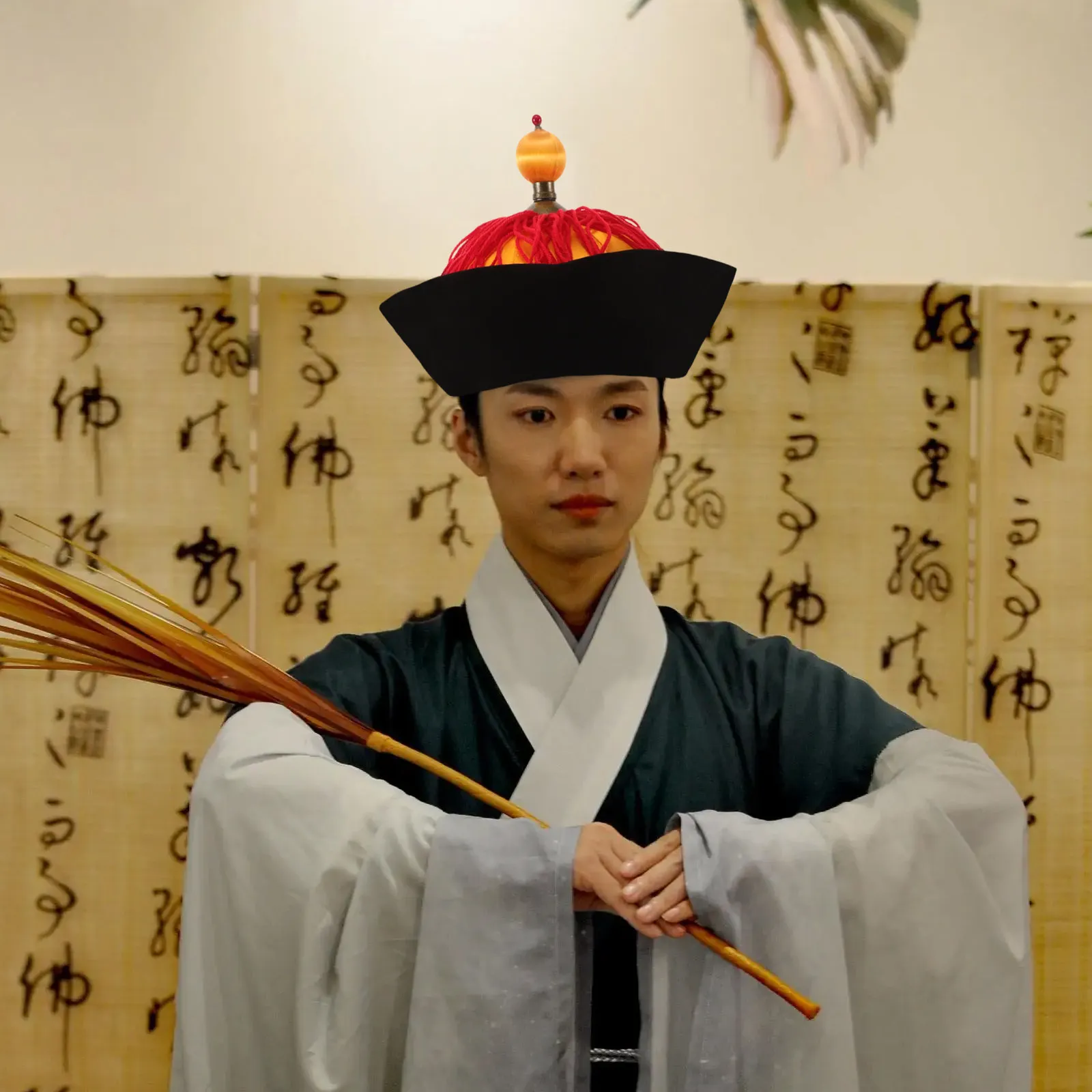 

Традиционная китайская императорская шляпа, черная, из фетра, для костюма Ханьфу, для королевских торжеств, сценических выступлений, Хэллоуина, косплея, ролевых игр