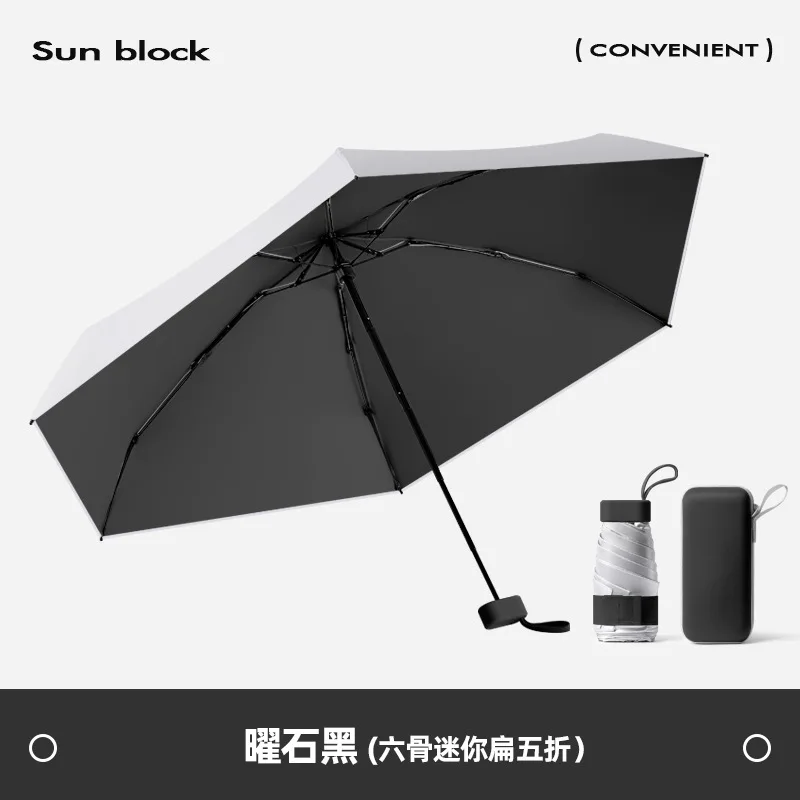 

Женский зонтик Mini Sun UV UPF50 + с защитой от солнца, титановый серебряный солнцезащитный зонт, 5-складная капсульная зонтик от солнца и дождливого цвета
