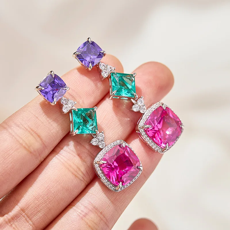 

Модные квадратные серьги-капли цвета розового золота, позолоченные, с индивидуальным подбором цвета, роскошные элегантные серьги для женщин