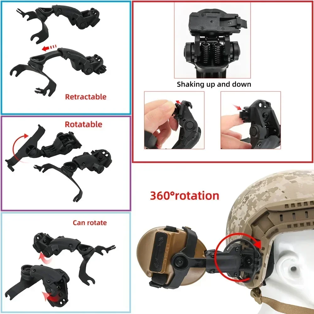 HEARING TACTICAL Helmet Headset Bracket ARC Rail Adapter for Tactical Shooting Headphones COMTAC II COMTAC III Airsoft Headset