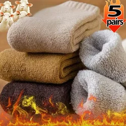 1/5pairs Winter Merino Wool Socks for Men Super Thick Warm High Quality Harajuku Retro Snow Casual Antifreeze Cashmere Socks Men