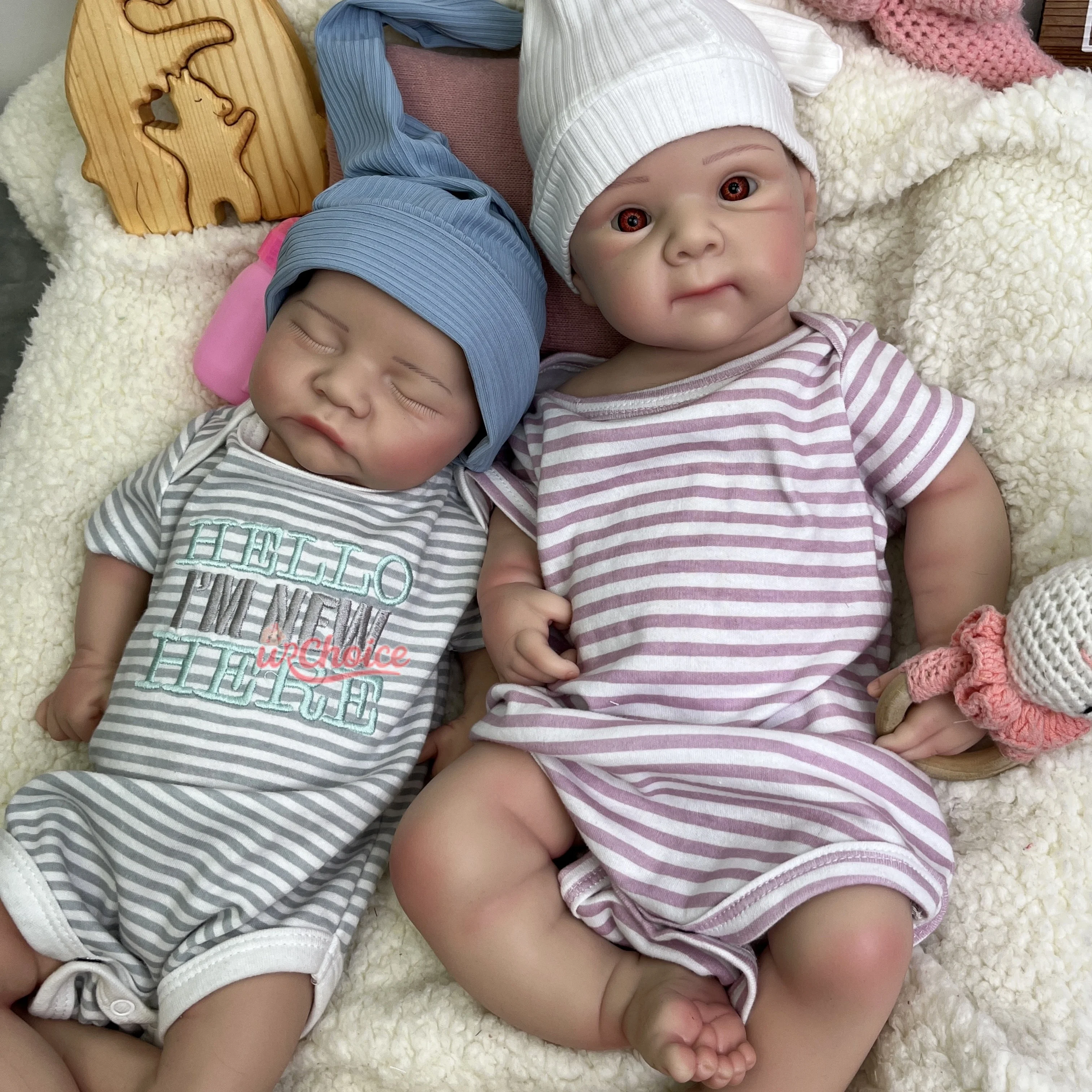 

Полная силиконовая кукла реборн для мальчиков Levi & Girl Betty Twins, спящая детская кукла с открытыми глазами, новорожденные для эмоционального компаньонаря