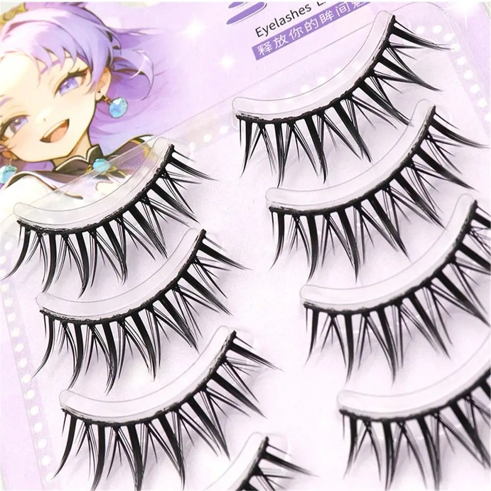 5Pairs Thai Style Makeup Fairy Lashes Wispy Cosplay Masquerade Party Lash Strips Create Gorgeous Makeup Spiky Eyelashes Women