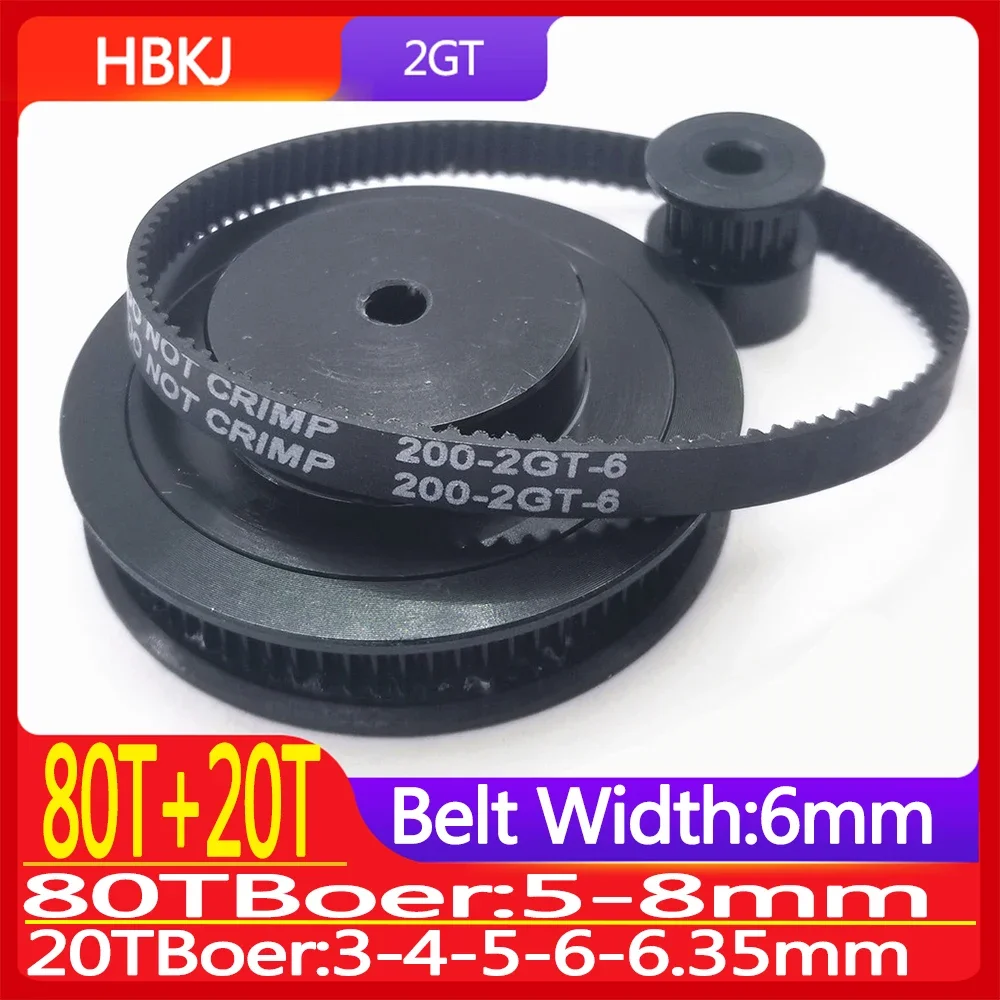 

2GT Black Timing Pulley 2GT 80 Teeth 20Teeth Synchronous Wheels Gear Part For Width 6mm Pulley 3D Printer Parts