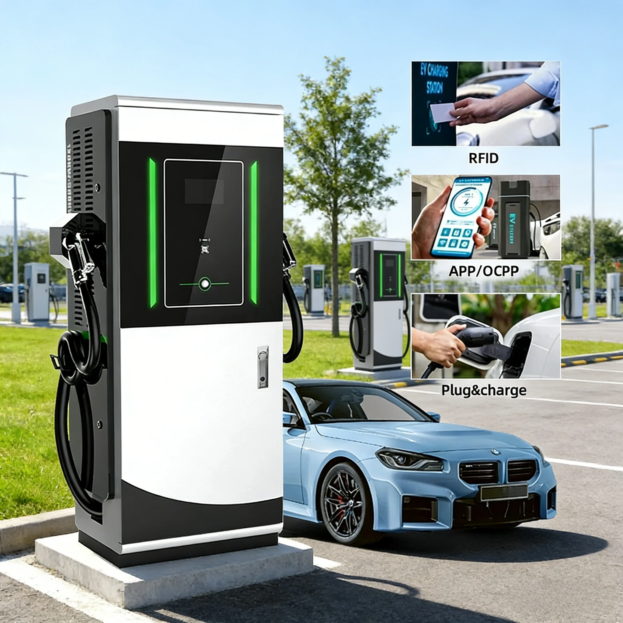 40-240kW Three-port EV Charging Hub with Dynamic Power Sharing and OCPP 2.0 Standard for Apartment Buildings and Parking Lots