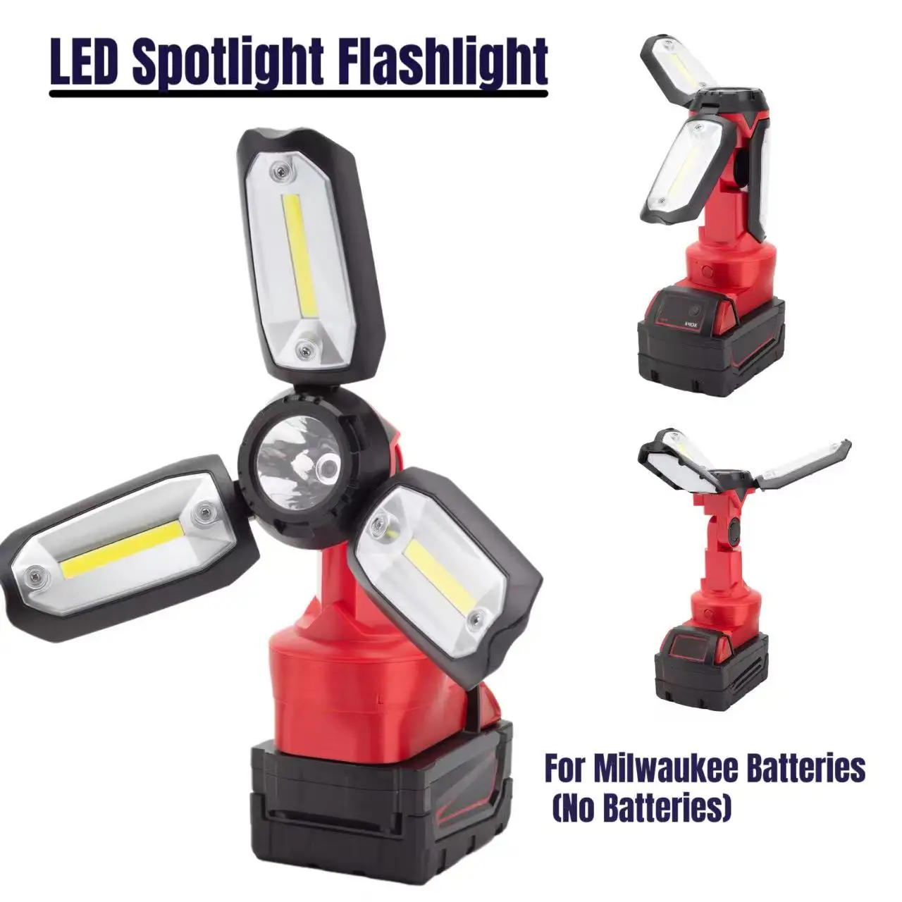 

Cordless LED Spotlight Flashlight For Milwaukee LED 18V MAX Pivoting Torch Flood Work Light Flashlight TOOLS （No Battery)
