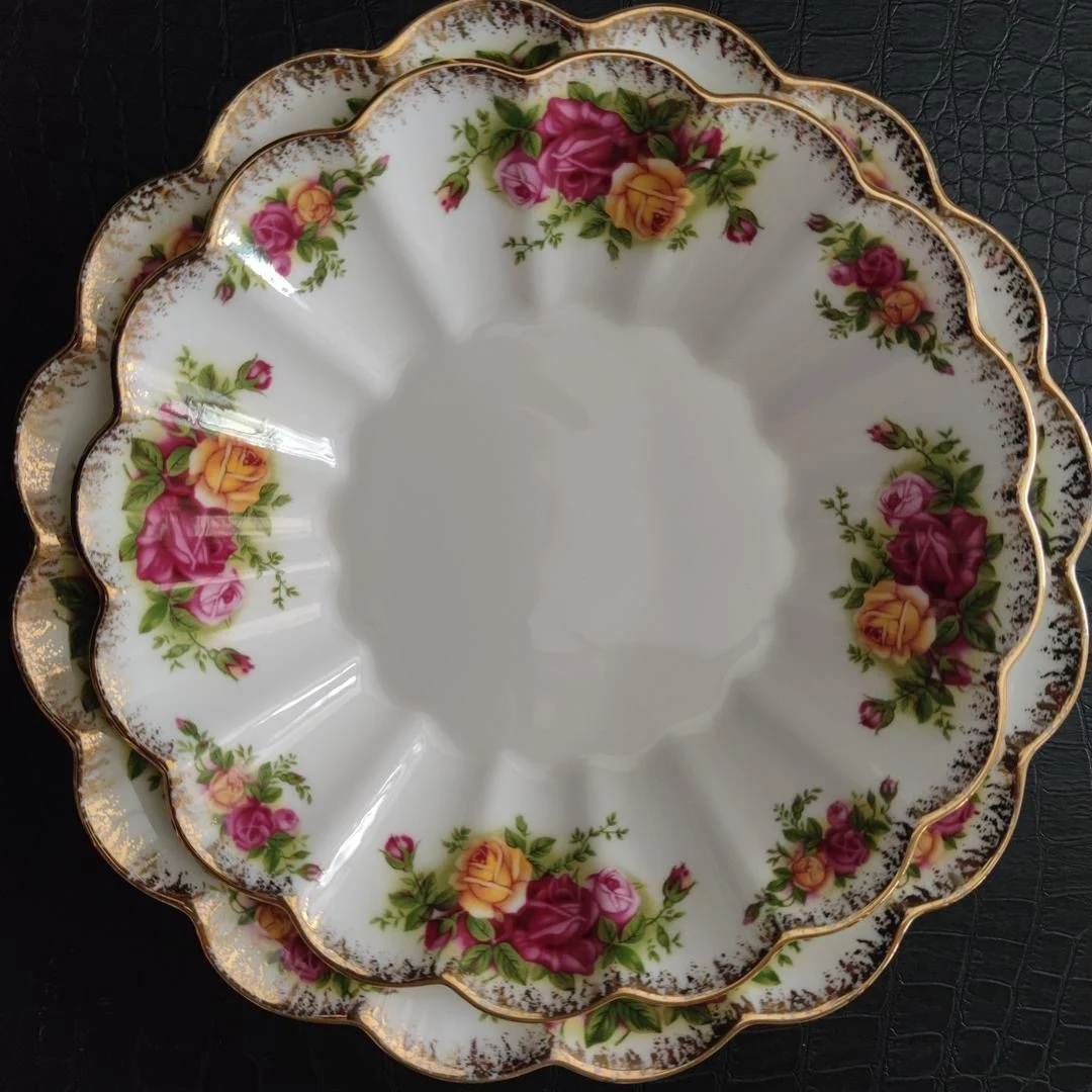 Bone China Handmade Rose Sun Fruit Plate Bone China Soup Rice Plate Household Porcelain Salad Plate