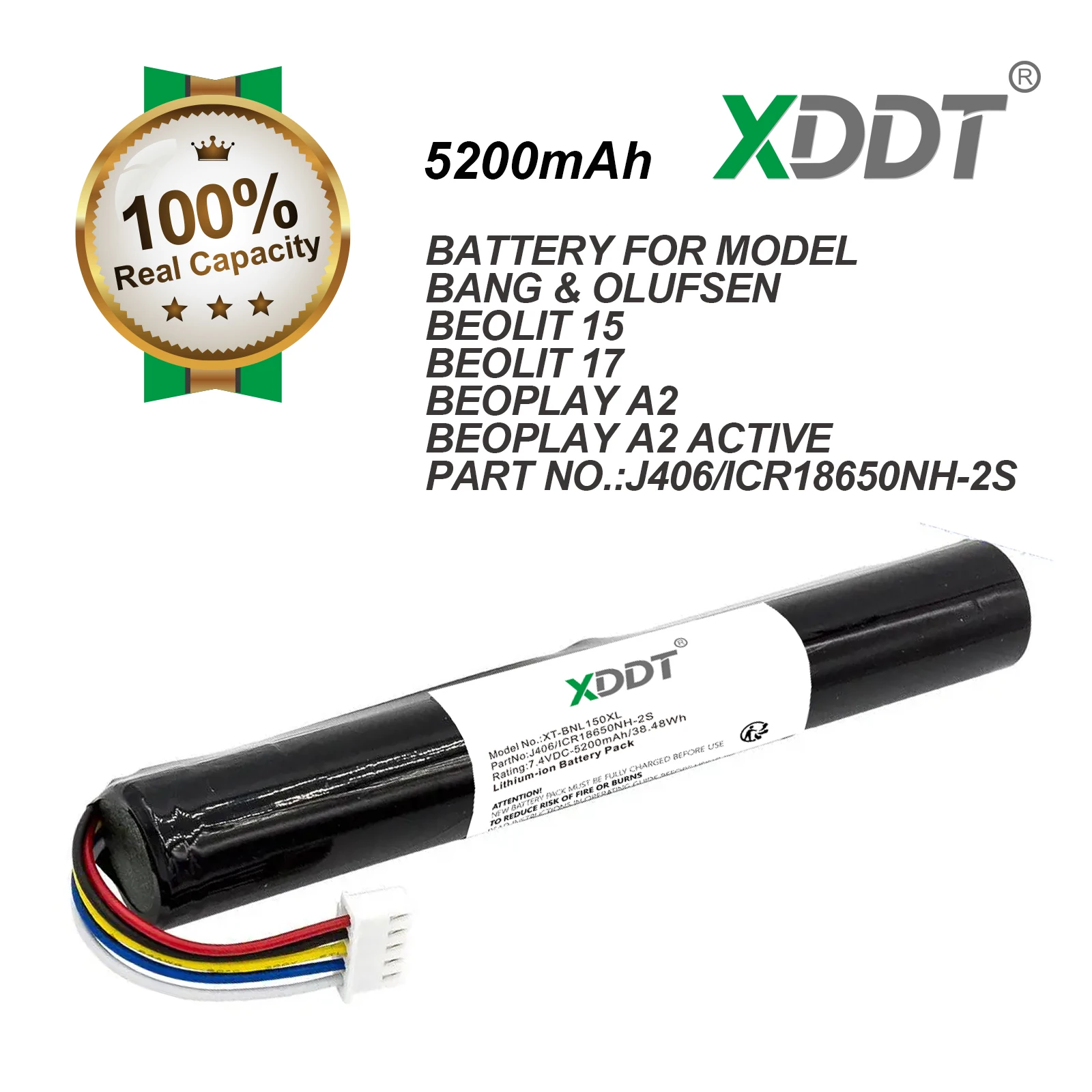 XDDT Replacement 5200mAh Speaker Battery J406/ICR18650NH-2S for Bang&Olufsen BeoLit 15, BeoLit17, BeoPlayA2, BeoPlay A2 Active