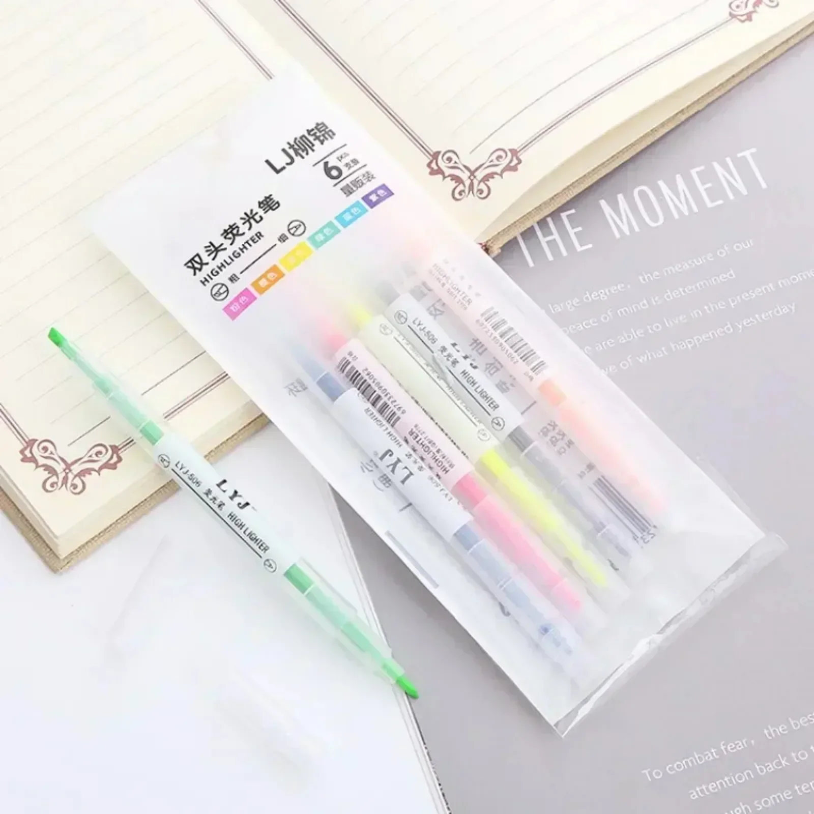 3/6pcs Dubbele Gekleurde Markeerstift Marker Pennen Fluorescerende Pen Tekening Markeerstiften tweekoppige Markers Pastel Briefpapier