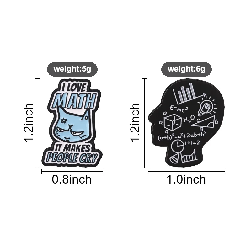 Fun Math Theme Badge I Love Math It Makes People Cry Enamel Pins Grumpy Blue Cat Brooch Gift Physics Math Formulas Accessories