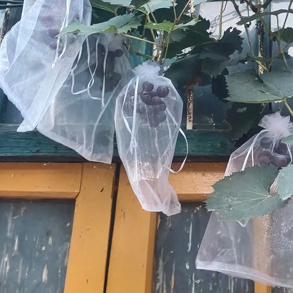 

100pcs Mesh Grapes Fruit Grow Bags White Breathable Vegetable Plant Protection Bags Generic Grape Protection Cover Garden Tools