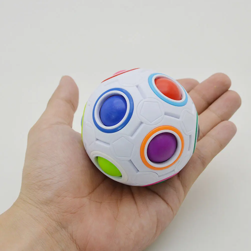 3Pcs Press Type Football Puzzle Ball Fidget Stress Release Rainbow Cube Brain Teaser Educational Sensory Bundle