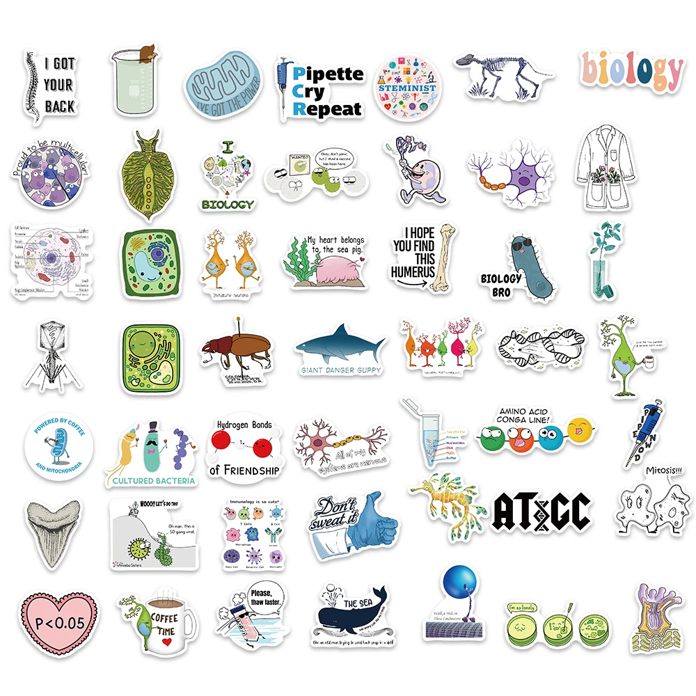 50pcs Biology Laboratory Research Stickers per mobili Wall Desk Chair Toys Computer moto Science Chemistry Sticker