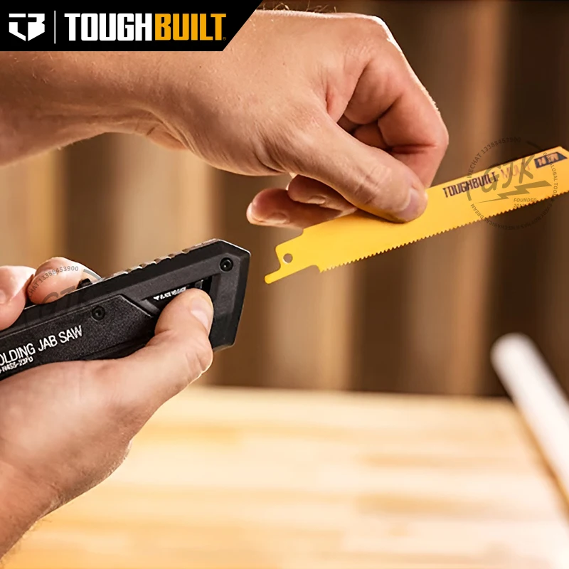 ToughBuilt - Folding Jab/Utility Saw, Drywall Blade w/triple-edge teeth (8 TPI) for faster cutting, + 4 Blades, TB-H4S5-23FU