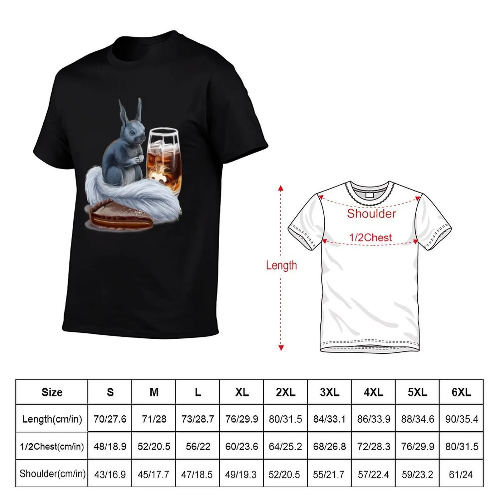 Iced coffee, a salted caramel chocolate tart, and a kaibab squirrel T-Shirt man t shirts cotton men t shirt cotton 100% T-Shirt