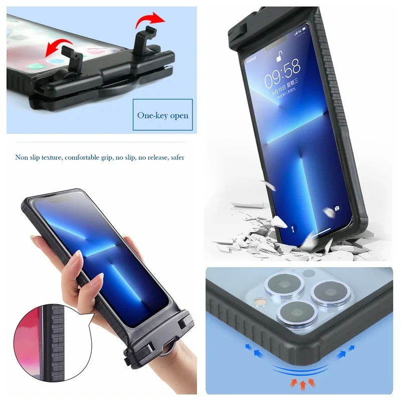 7 inch Anti-Falling Waterproof Phone Bag Touchscreen Swimming Drifting Boating Diving Surfing River Trekking Phone Case Holder