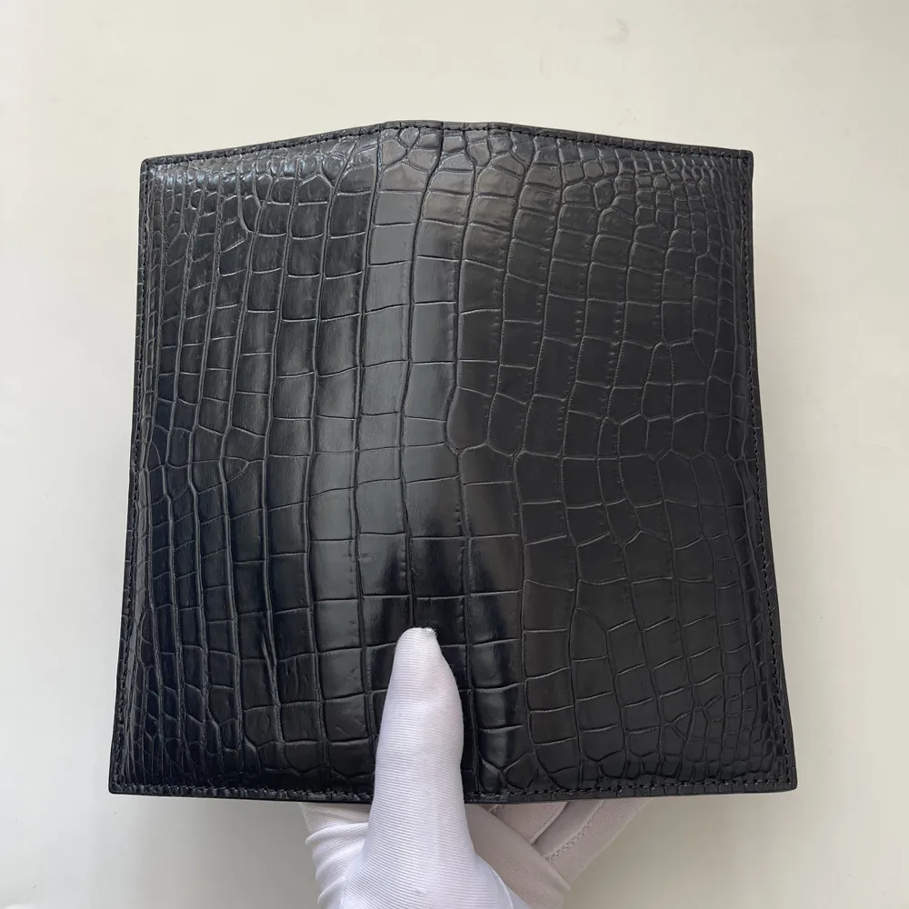 Authentic crocodile belly leather business people long double-fold wallet genuine leather men's handbag fashion suit wallet card