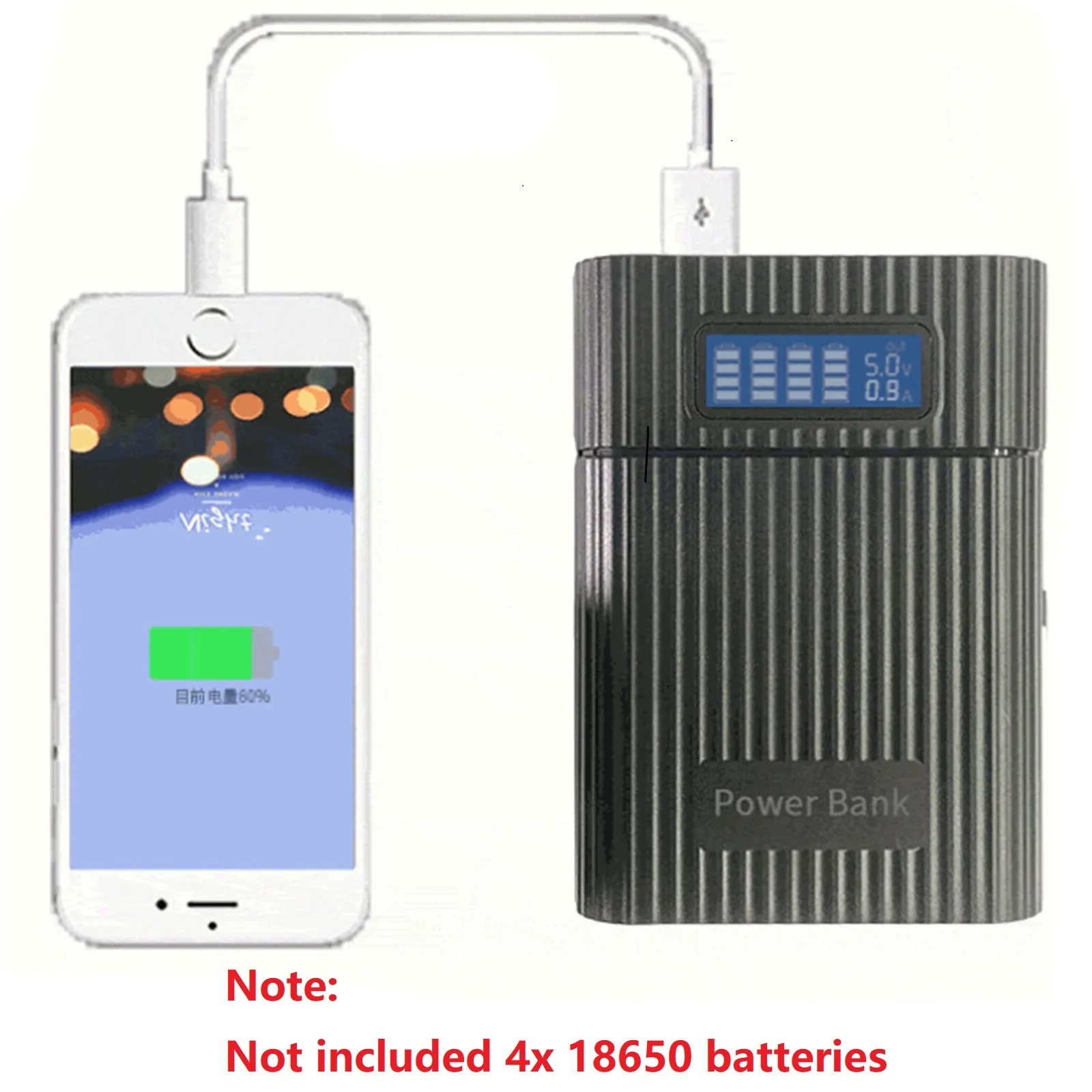 DIY Power Bank Case 4*18650 Battery Charge Storage Box 5V Dual USB Digital Display Charging Case For Smart Phones Battery Holder