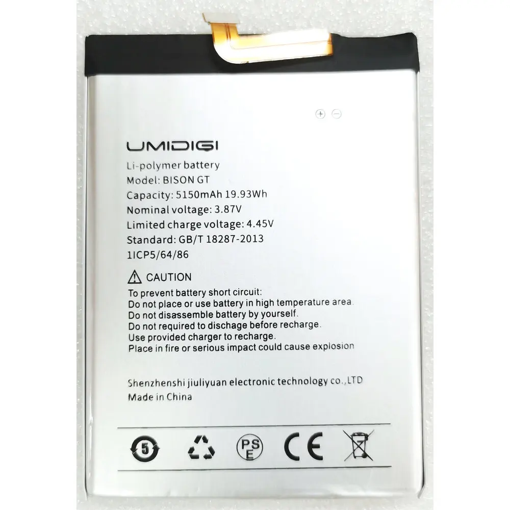 

3,87 В 5150 мАч BISON GT литий-ионный полимерный аккумулятор для мобильного телефона UMI UMIDIGI BISON Pro/GT 6,67 дюйма
