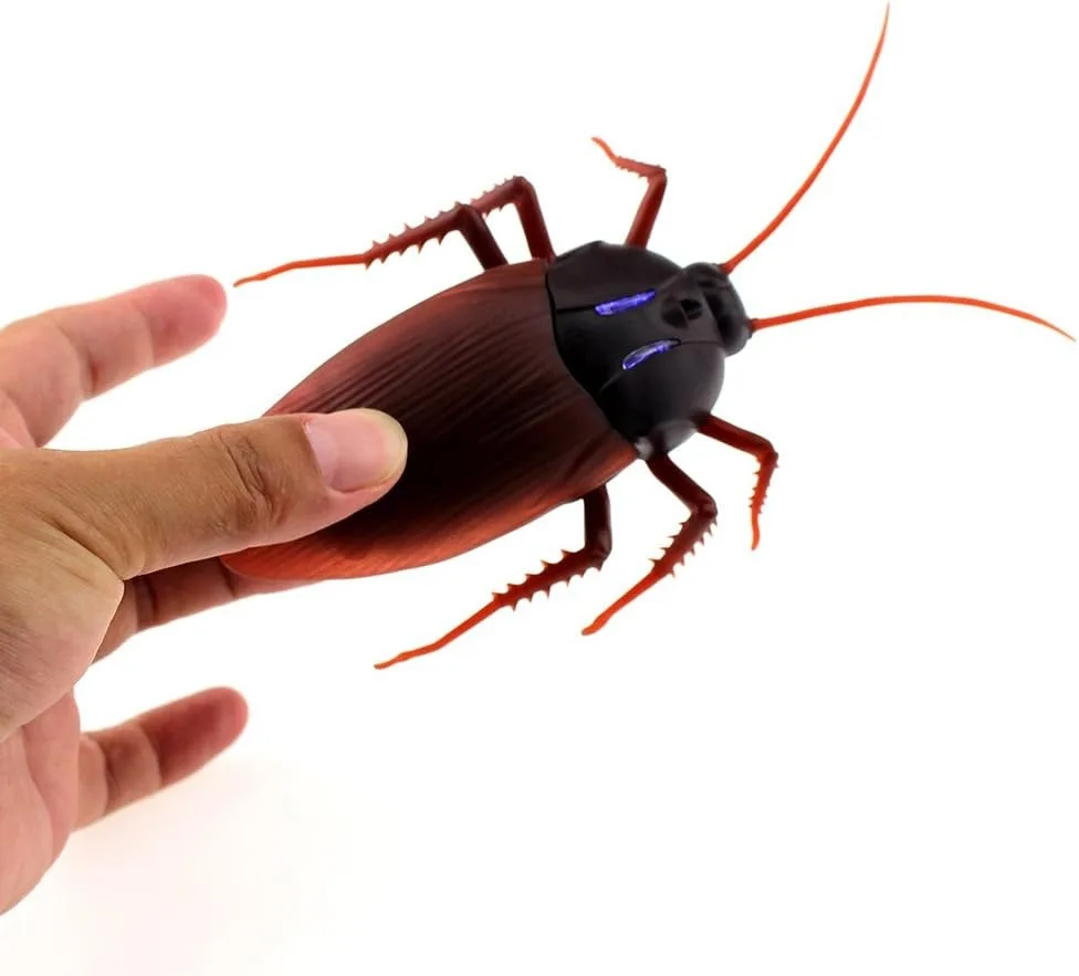 รถบังคับวิทยุรูปแมลงสาบ Tipmant ของเล่นสัตว์เลี้ยงอิเล็กทรอนิกส์ แมลงเหมือนจริง มีไฟที่ตา ของขวัญสำหรับเด็กและสัตว์เลี้ยง