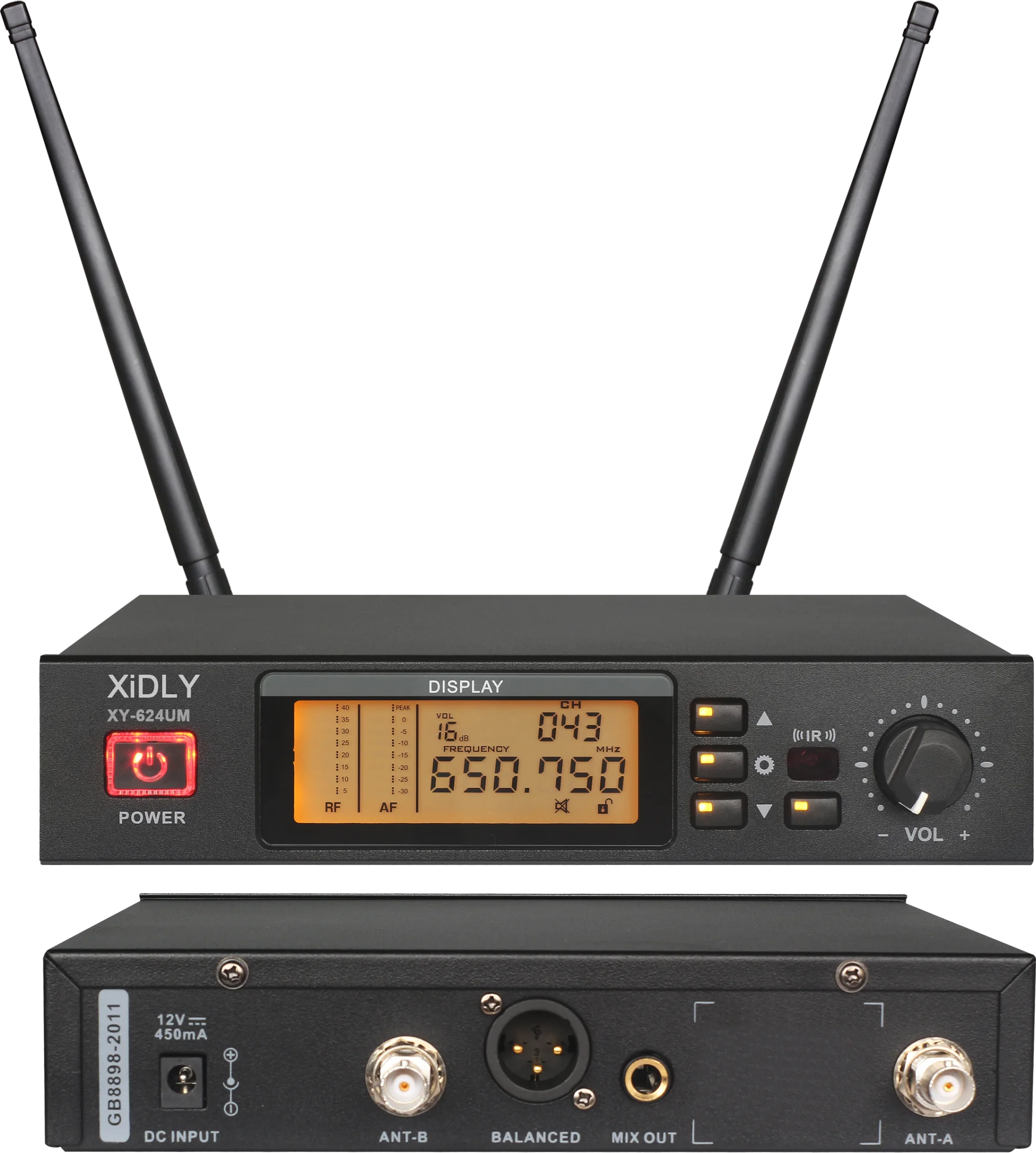 UHF ไมโครโฟนไร้สายแบบพกพา640-667.45MHz ความหลากหลายที่แท้จริง