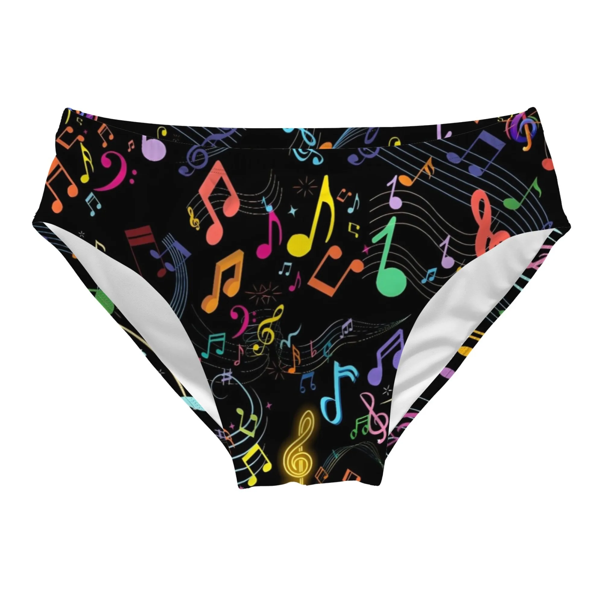 Colorful Musical Note Print Men's Briefs Lightweight Comfortable Breathable Sexy Bikini Beach Shorts Pool Briefs Swimwear Gift