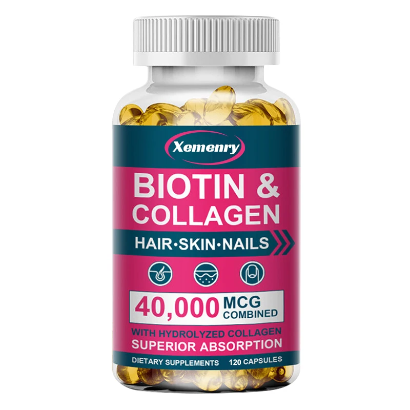 Collagen Biotin Capsules for Extra Strength Boost Hair, Skin and Nails Improve Skin Texture Hair Growth Follicle Repair