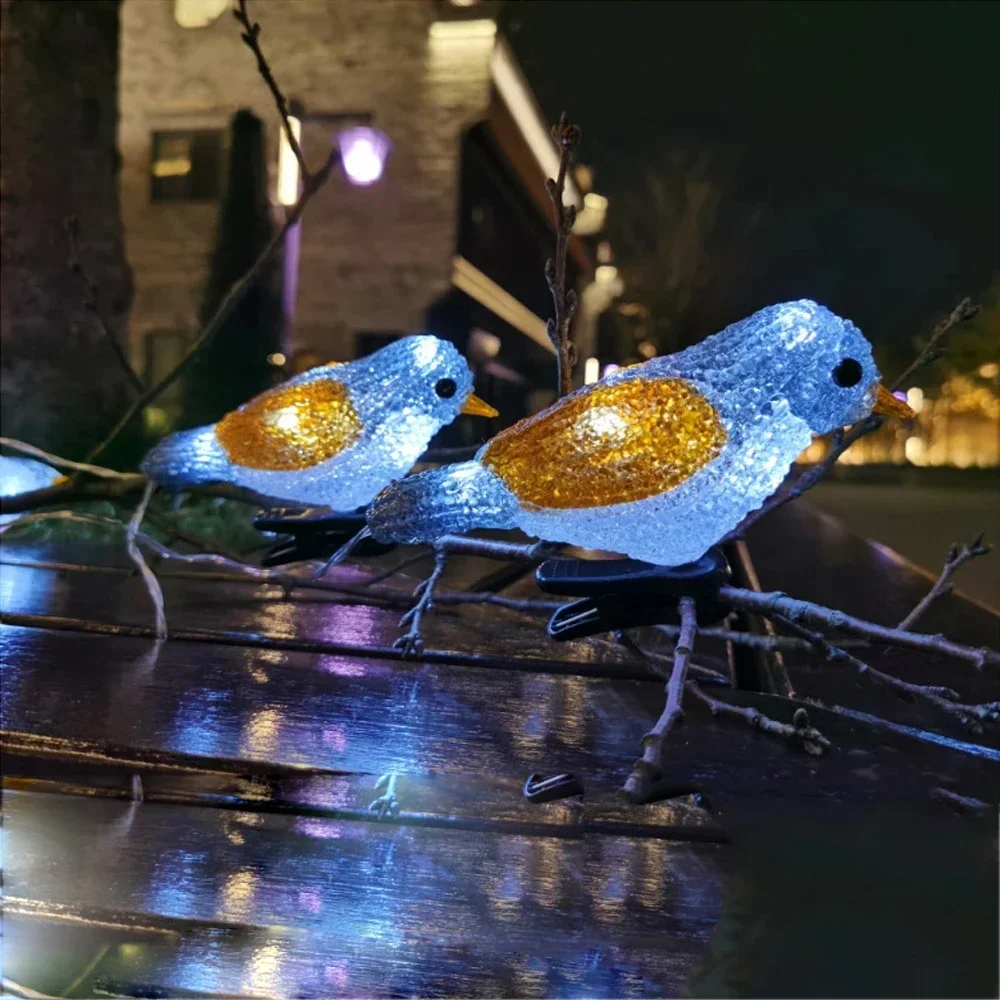 Lampu karangan bunga Birdland akrilik tahan air baterai USB LED, tenaga surya, lampu peri untuk lanskap taman, dekorasi pohon, lentera