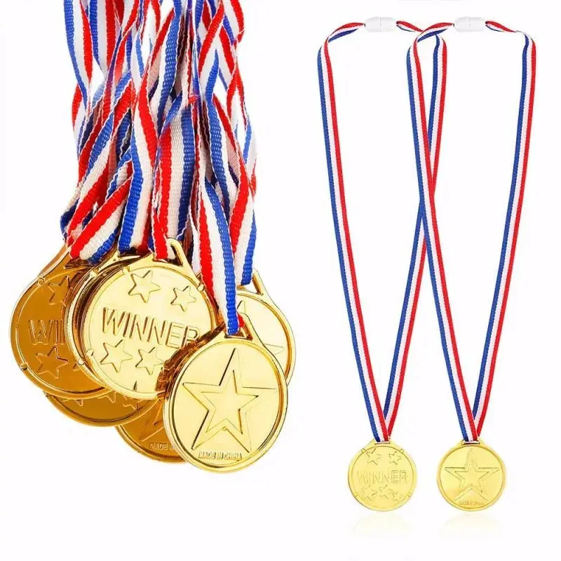Médaille de récompense en plastique doré pour enfants, jouet, jeux de sport, spectacle de compétition, cadeaux de récompense pour enfants, accessoires de fête