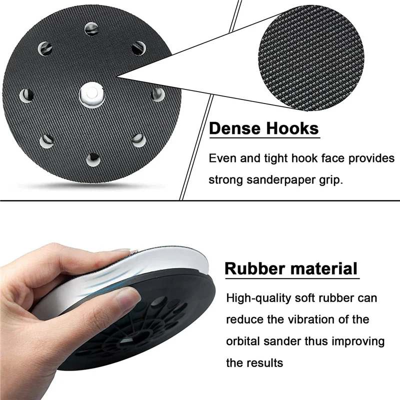 Lixadeira de substituição, D125, compatível com Festool ETS EC 125, LEX 125 EQ Sande, 8 furos, 5"