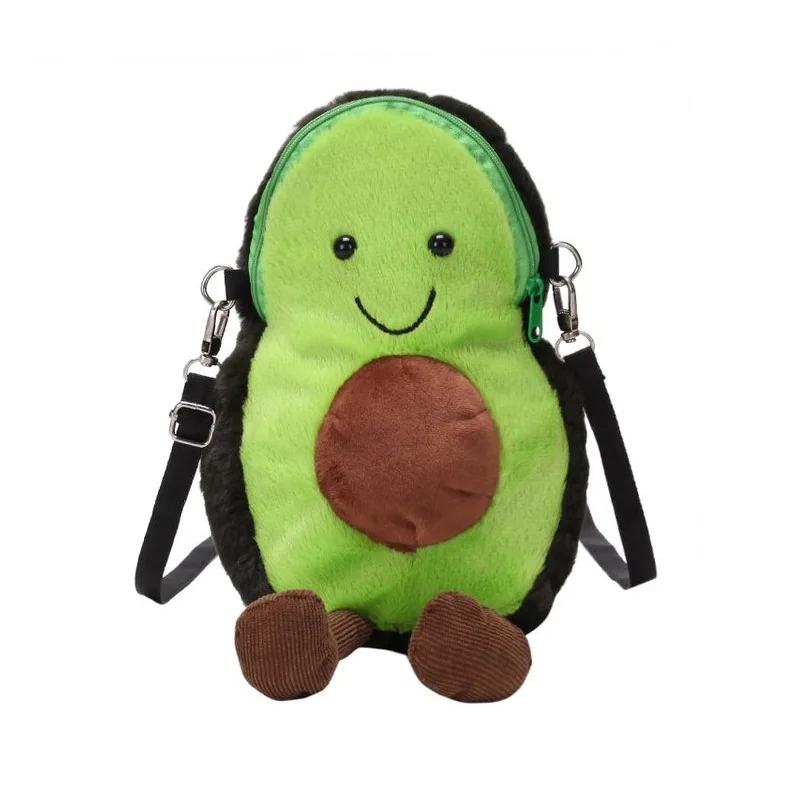 

Fashion cute Avocado Plush Bag Cartoon Shoulder Messenger Girl Bag Backpack Student Schoolbag Children Plush Doll Toy Girl Gift